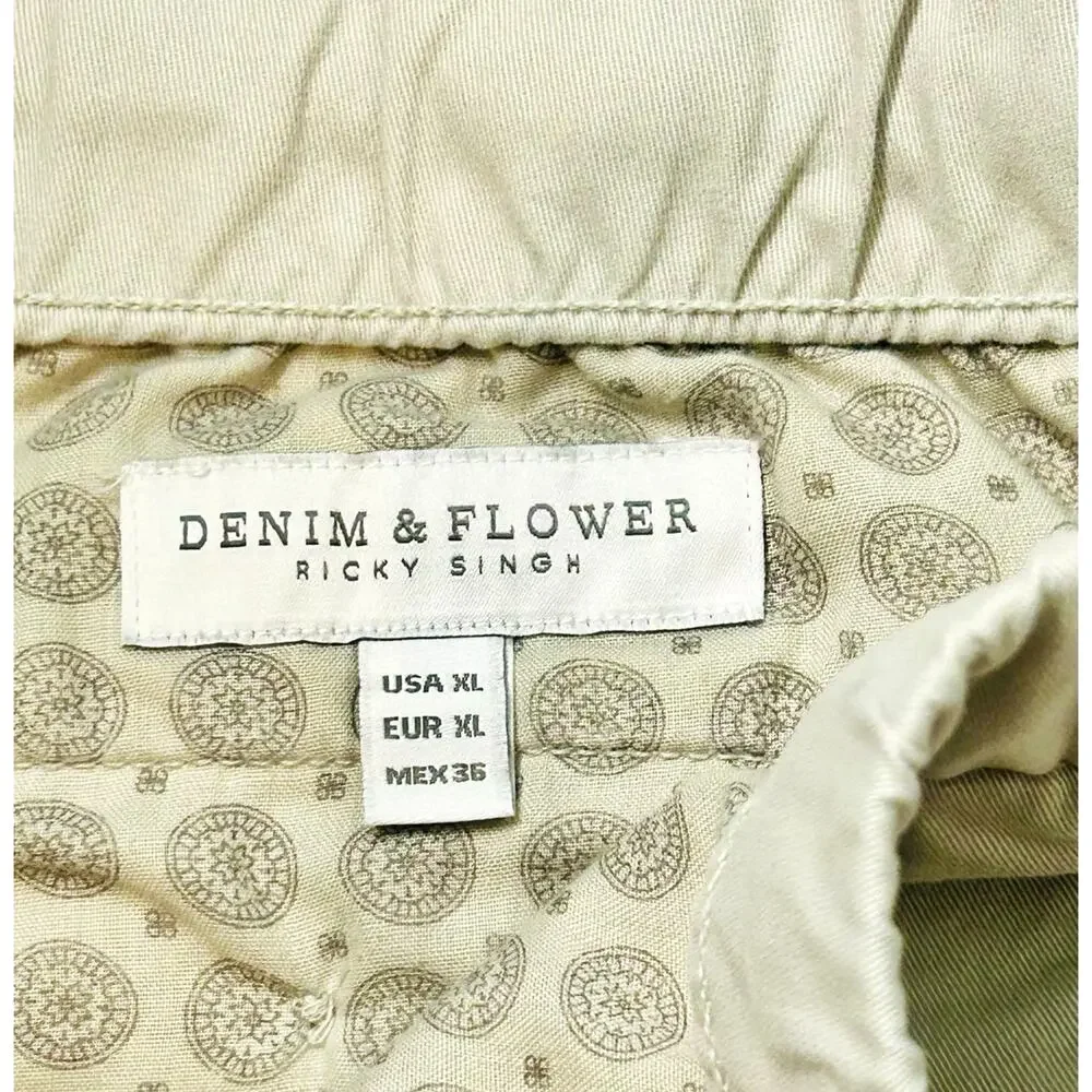 Denim & Flower Ricky Singh Slim Fit Chino Pants Khaki Men's XL Stretch